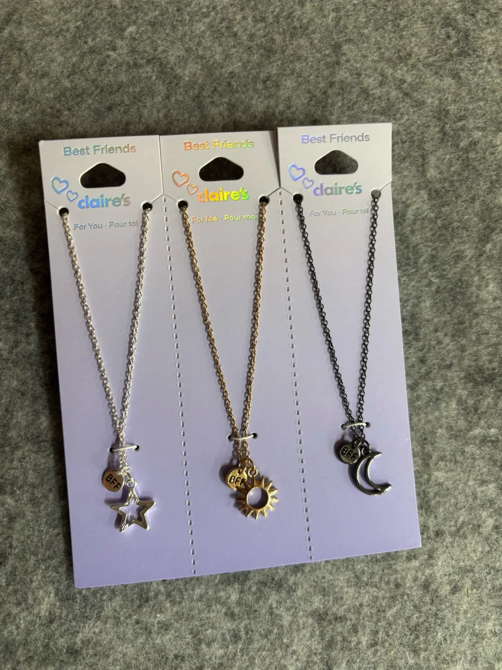 Claire's Silver, Gold & Black Best Friends Charm Necklace Set